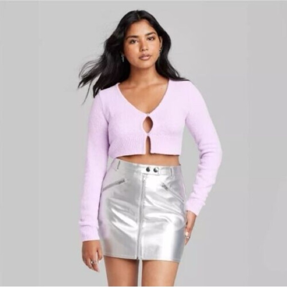 NWT Wild Fable Women's Fuzzy  Cropped Cardigan Light Violet SZ XXL